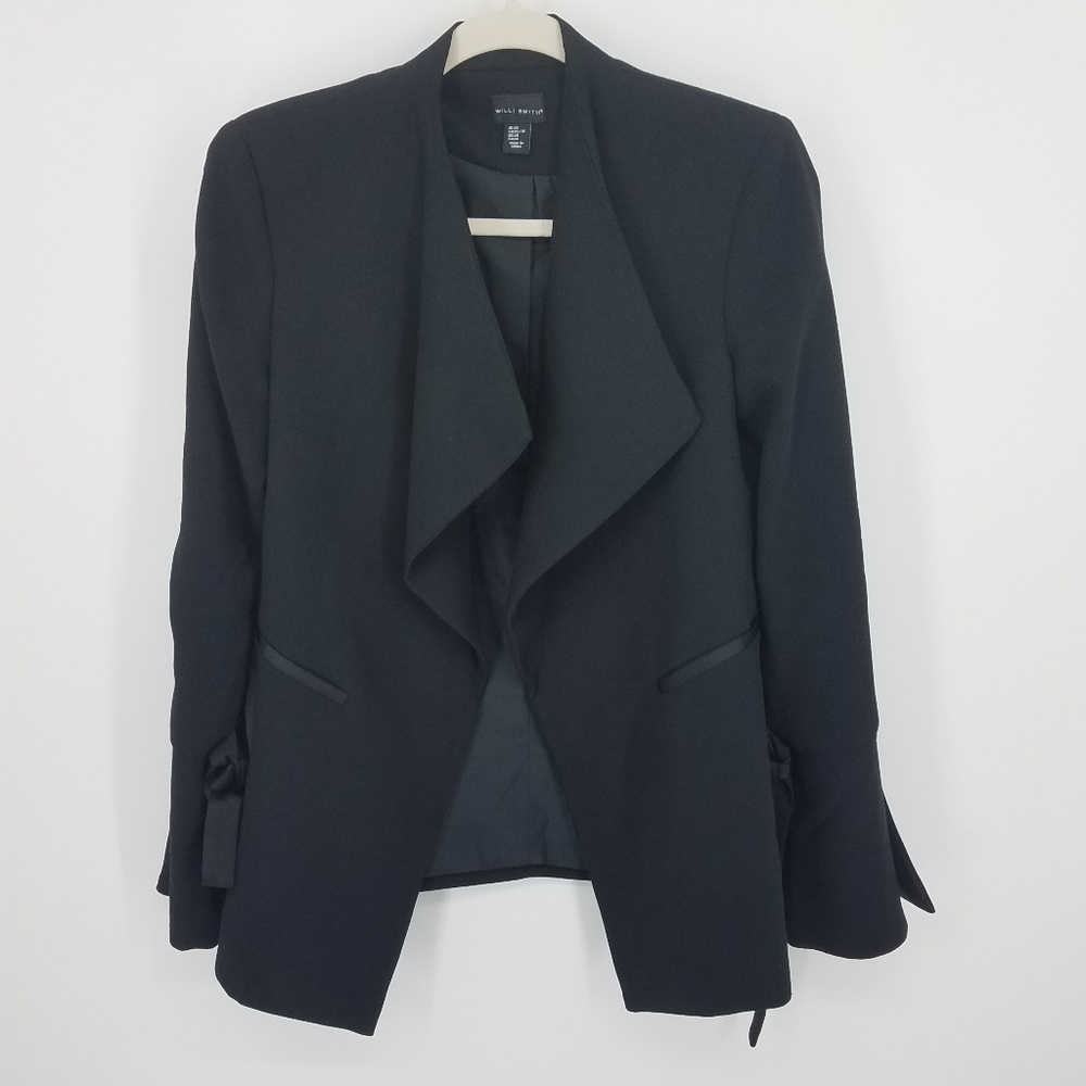 Willi Smith Crepe Open Blazer with Flare Sleeves